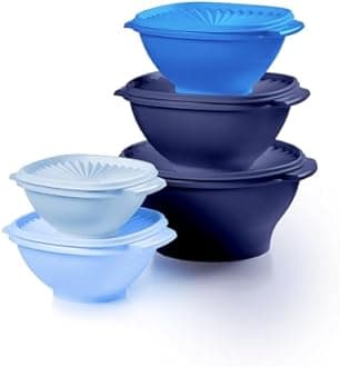 Tupperware Heritage Collection, New 10 Piece Food Storage Container Set in Vintage Blue, Dishwasher Safe and BPA Free (5 Bowls, 5 Lids)
