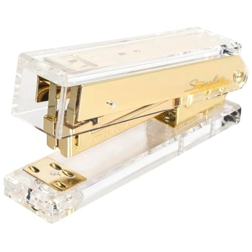 Swingline Compact Clear Acrylic Gold Stapler, 20 Sheet Capacity, Half Strip, Transparent Desk Stapler (S700000A)