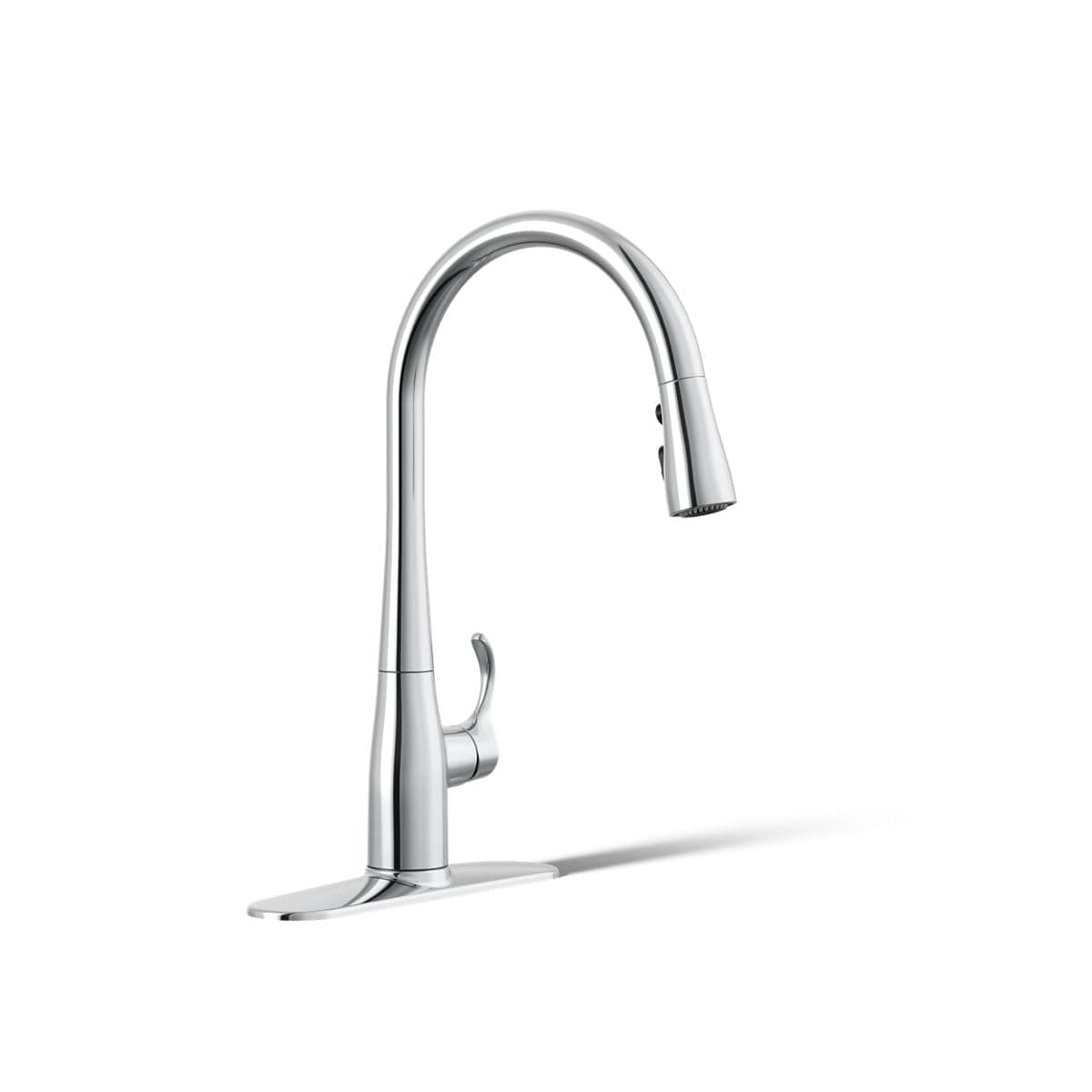 596-CP Simplice Kitchen Sink Faucets with Pull Down Sprayer, 3-Spray Design, Polished Chrome Kitchen Faucets, High Arch
