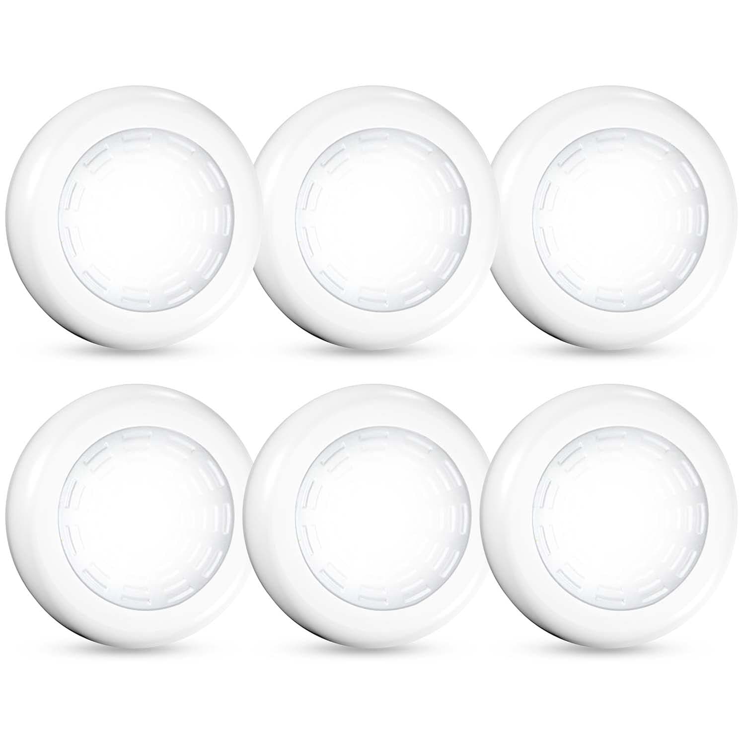 Tap Light 6 Pack Portable LED Puck Touch Night Lights - Battery Operated Under Cabinet Lighting for Kitchen, Closet, Classroom, Indoor & Outdoor