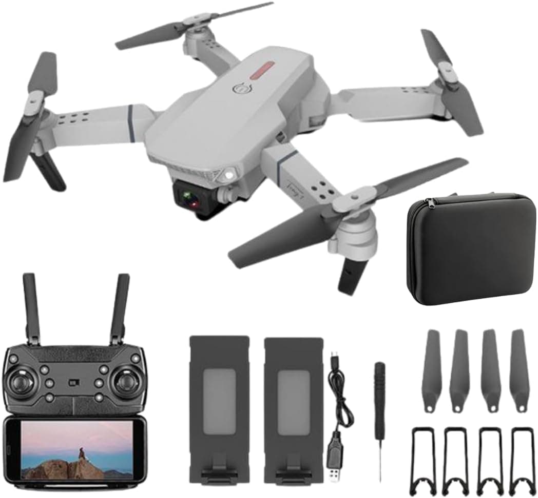 Abaseen Grey Foldable Quadcopter Drone – Dual HD Camera, 360° Roll, Optical Flow & Obstacle Avoidance | 150m Range | 25-30 Min Flight Time | Speed Control & Gesture Control | 2 Batteries Included