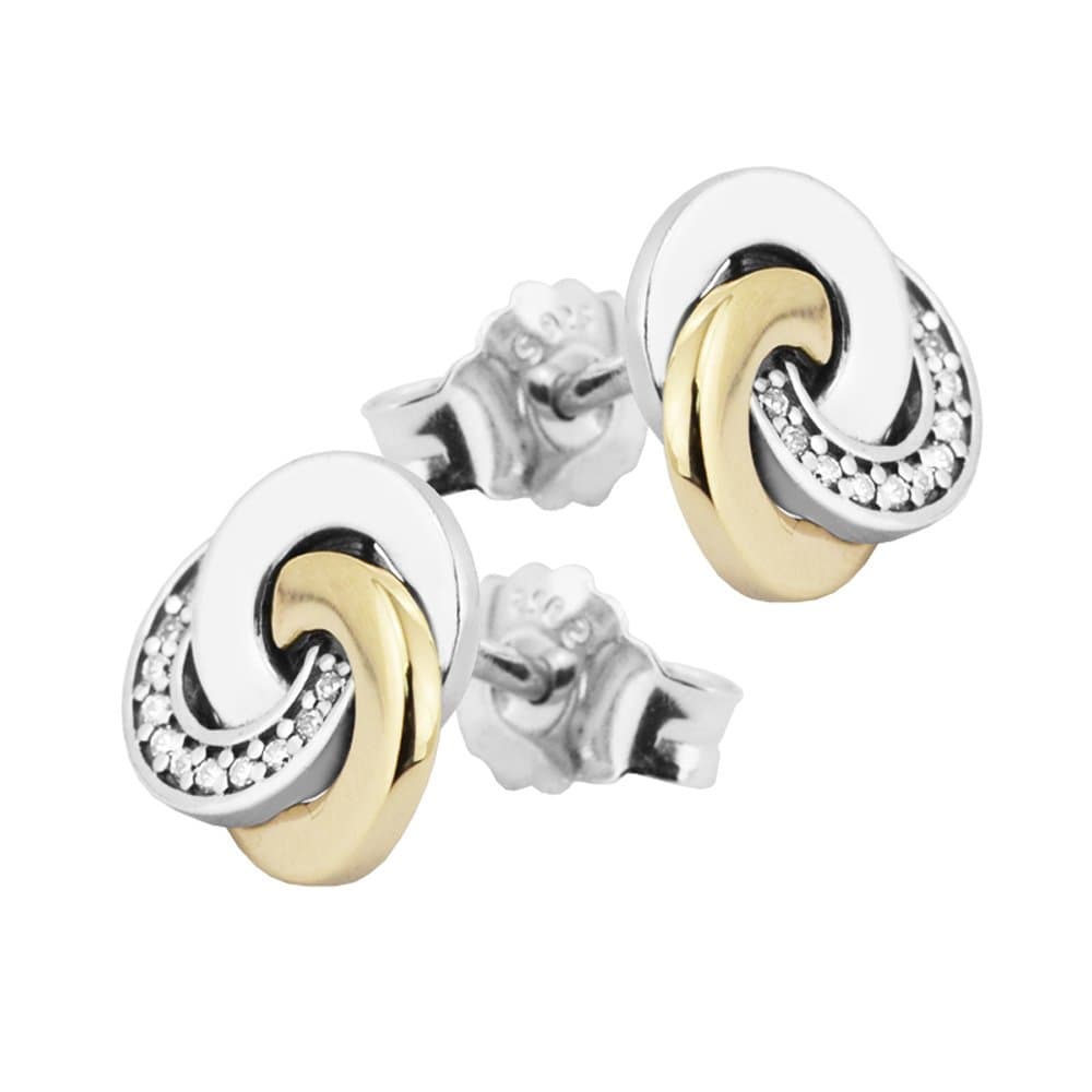 CHICBUY Spring Fashion Interlinked Circle Stud Earrings 925 Silver DIY Fits for Original Pandora Fashion Women Jewelry