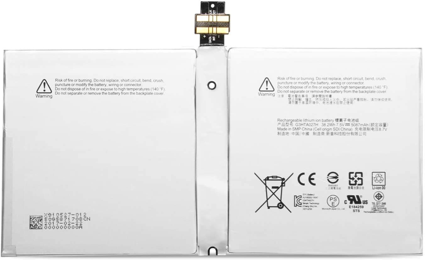 Lapmart G3HTA027H Laptop Tablet Battery for Microsoft Surface Pro 4 1724 12.3 inch Series DYNR01 7.5V 38.2Wh 5087mAh