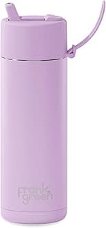 Ceramic Reusable Bottle - Stainless Steel Water Bottle With Straw, Insulated Water Bottle, Metal Water Bottle - Flip Straw Lid - 20oz - Lilac Haze