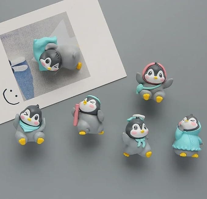 VRB Dec Tm 6 Pcs Penguin Miniature Decor Items Set For Unique Gift,Home,Living Room,Office,Restaurant Decor,Military Showpiece,Perfect Valentine Decoration Items (Cute Penguin Miniature), Multicolour