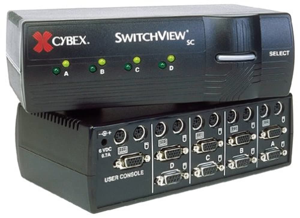 Avocent Cybex 4 Port Secure SwitchView SC KVM (Keyboard Video Mouse) Computer Switch