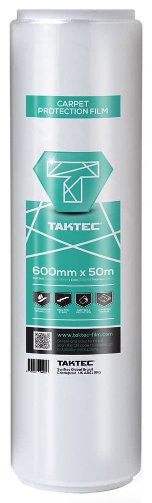 Taktec 172099 Premium Self-Adhesive Carpet Protector - White