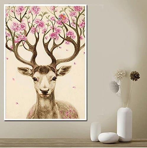 Raymoon Sika Deer Pattern DIY Handmade Full Drill Diamond Painting Set Resin Rhinestone Pasted Cross Stitch 50 * 72cm