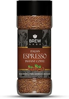 Italian Espresso Instant Coffee | 100% Arabica | Freeze-Dried | Flavoured Coffee | No Added Sugar | Makes 30 Cups | Morning Starter | Cafe Coffee At Home | 50 Gram, Granule, Bottle