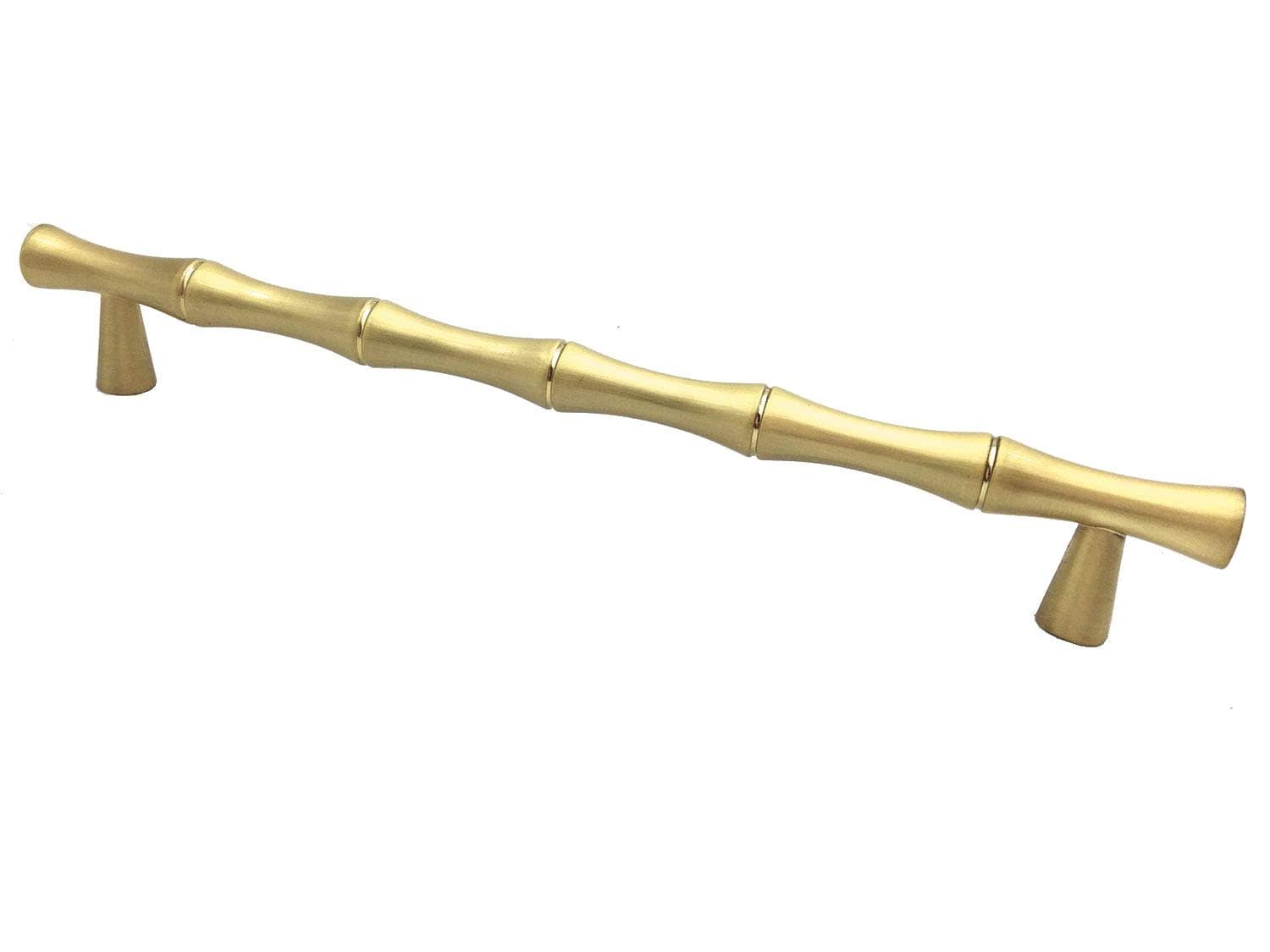 LynnsGraceland 6.25" C-C Bamboo Drawer Pull Brushed Gold Cabinet Handle Dresser Pulls Kitchen Door Handles Hardware 6 1/4" 160 mm Centers (Length: 7.4" (189 mm) / C-C: 6.25" (160 mm))