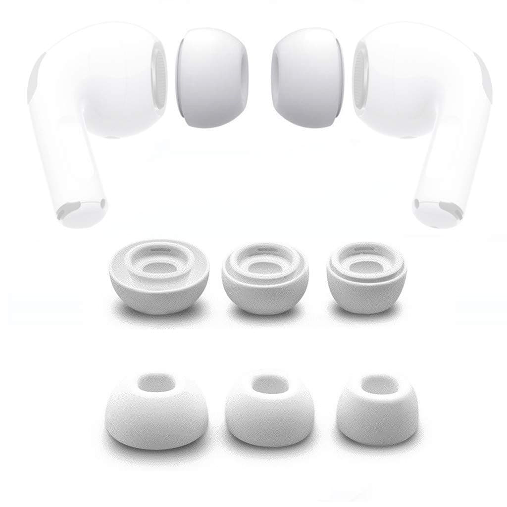 Eartips Cover - 6pc Silicone Replacement Ear Tips Buds for Apple Airpods Pro Headphones (White)