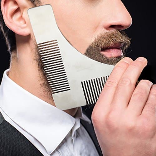 JINRAN Beard Shaping Tool Stainless Steel Styling Template Beard Comb for Neck Line, Cheek Line, Jaw Line and Goatee