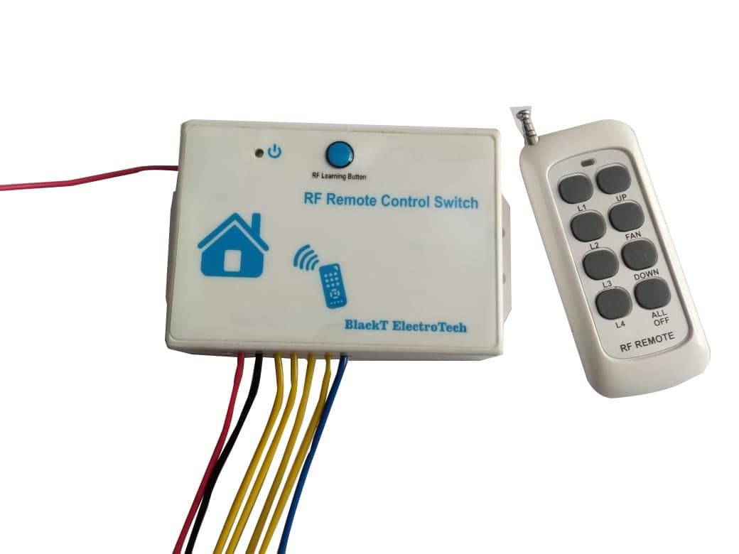 BlackT Electrotech (BT-16R): RF Remote Control Switch System for 4 Lights & 1 Fan with Speed Regulation/High Detection Range; 12 Months warranty (Made In India)
