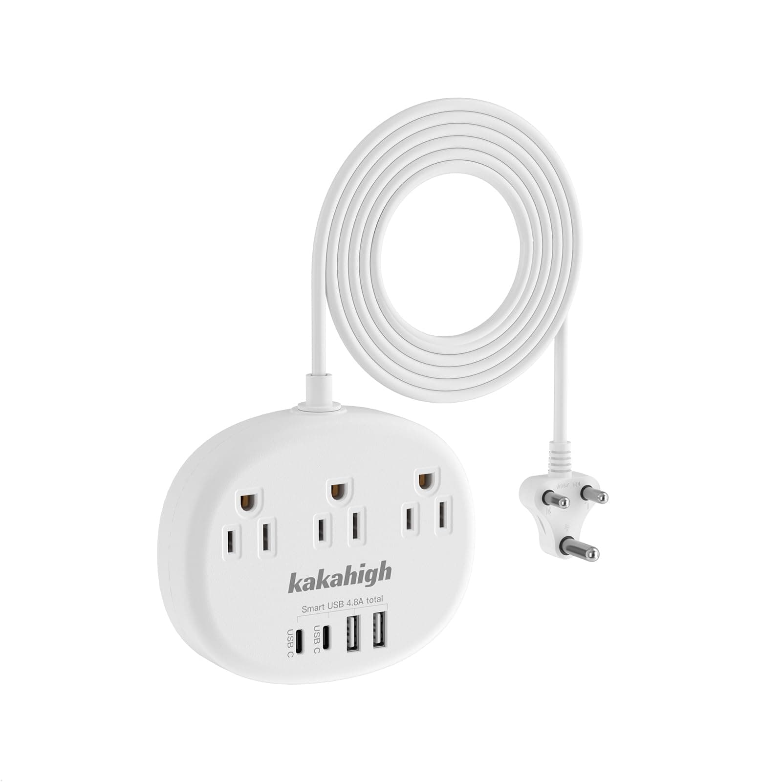 India to US Plug Adapter, India Plug Adapter with 3 American Outlets 4 USB Ports (2 USB-C) Total 24W, Type D Travel Adapter for USA to India Bangladesh Maldives Nepal Pakistan