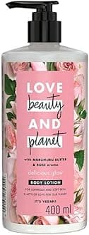 Love Beauty & Planet Natural Murumuru Butter & Rose Glow Body Lotion | 24 hour Moisturization | Non-Sticky | Fast Absorbing | For Normal to Dry Skin | Paraben Free | Vegan | Cruelty-Free | 400 ml