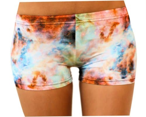 White Color Cosmos Spandex Shorts - Size Small