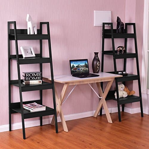 Toolsempire 2 Pcs 4-Tier Bundle Ladder Stand Bookcase Bookshelf for Home and Office, Rack Storage Shelf Display Furniture for Collection