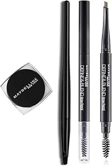 Maybelline New York Lasting Drama Gel Eyeliner,Blackest Black, 2.5g & Maybelline New York's Define & Blend Brow Pencil Natural Brown, 0.16g