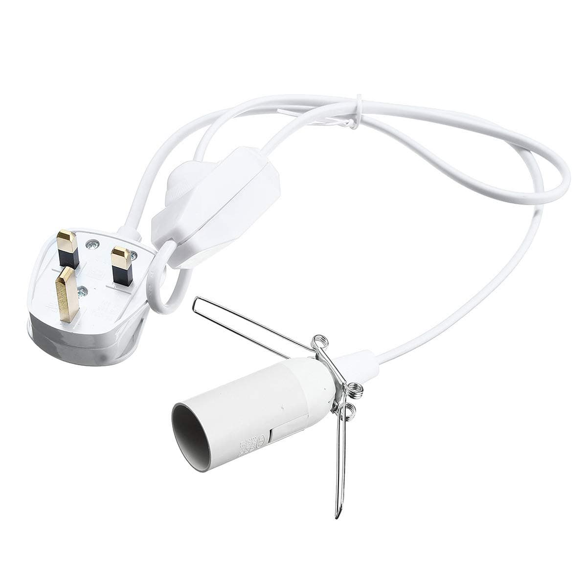 Himalayan Salt Lamp Cord with Dimmer Switch,E14 SES Black UK Plug Light Bulb Holder with Spring Clips for Salt Desk Table Lamps (White)