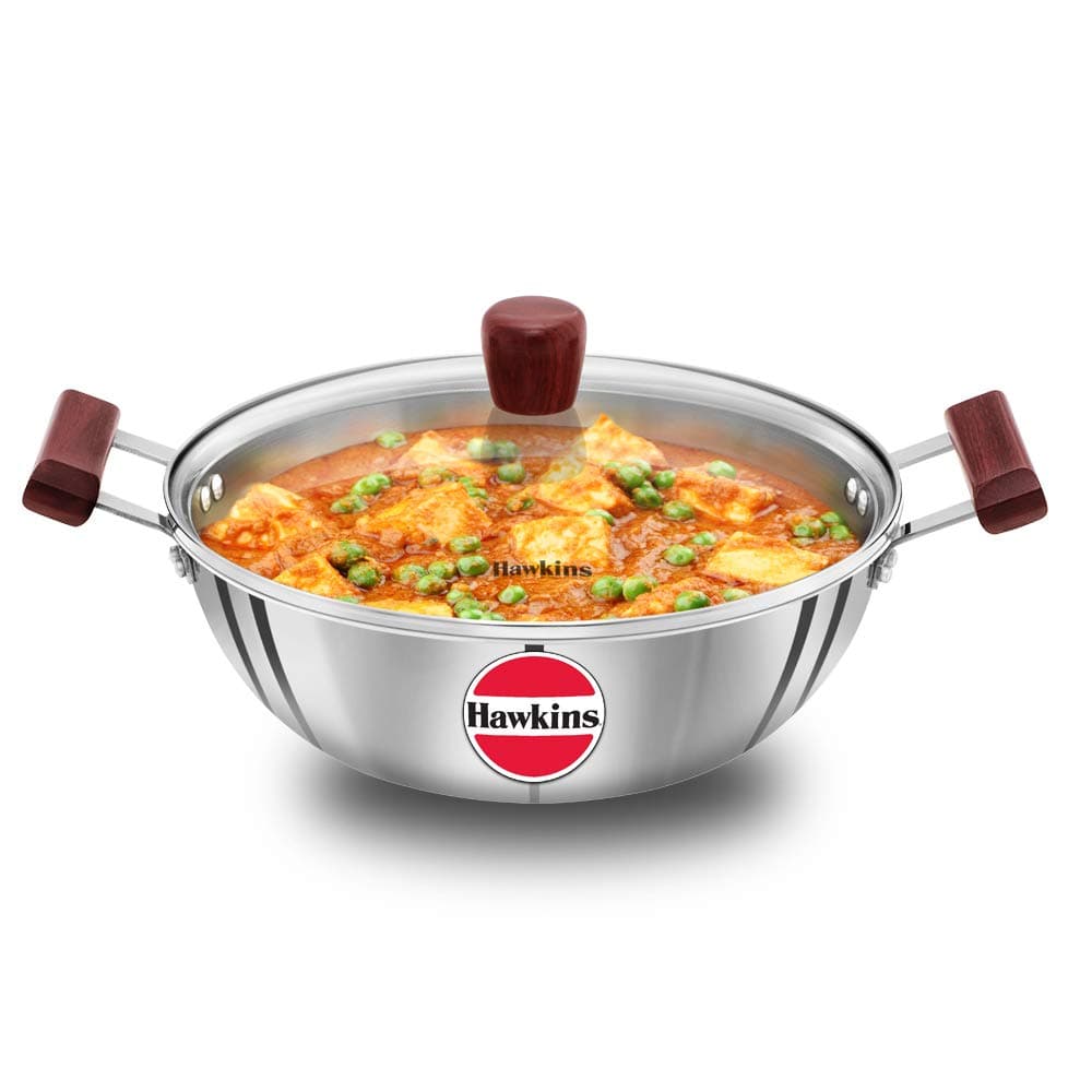 HAWKINS Three-Layer Stainless Steel, Induction Compatible, Deep Frying Pan, with Glass Lid, Capacity: 1.2 gal (4 L), Diameter 11.0 inches (28 cm), Thickness 0.1 inches (3 mm), Silver (SSK40G)