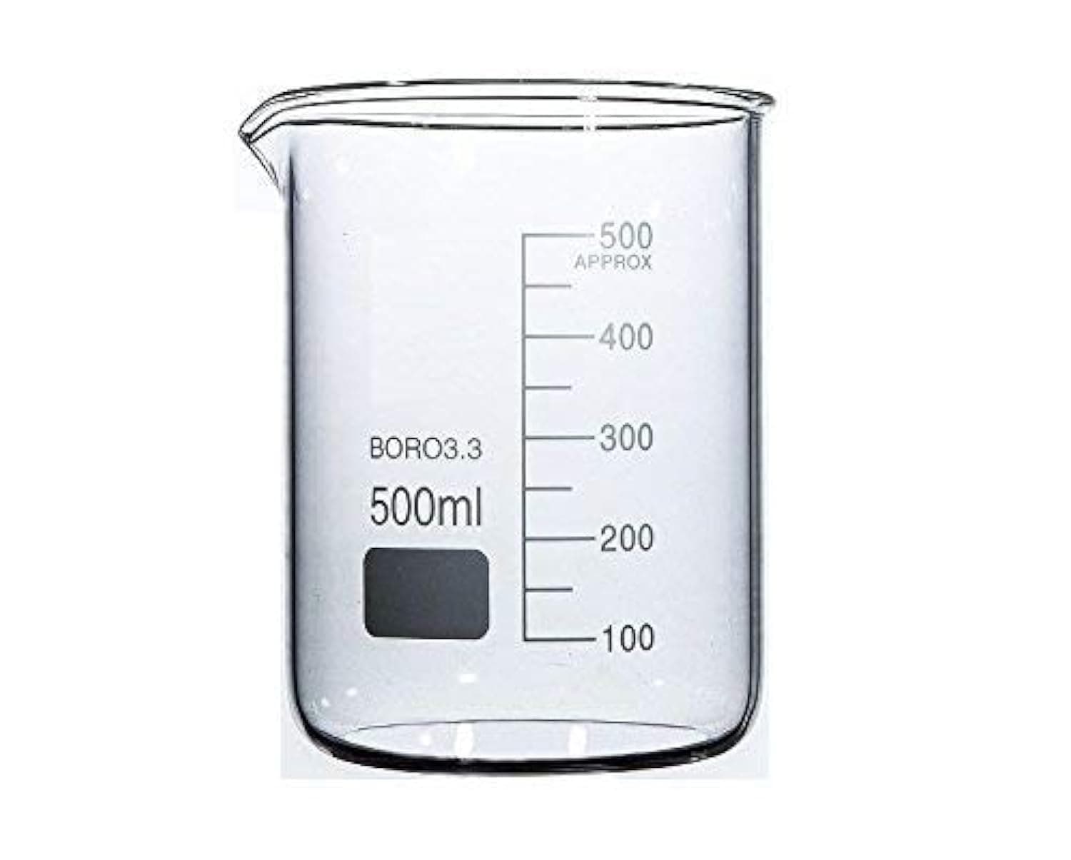 Boro 3.3 Glass Graduated Measuring Beaker for Lab or Kitchen (500ml)
