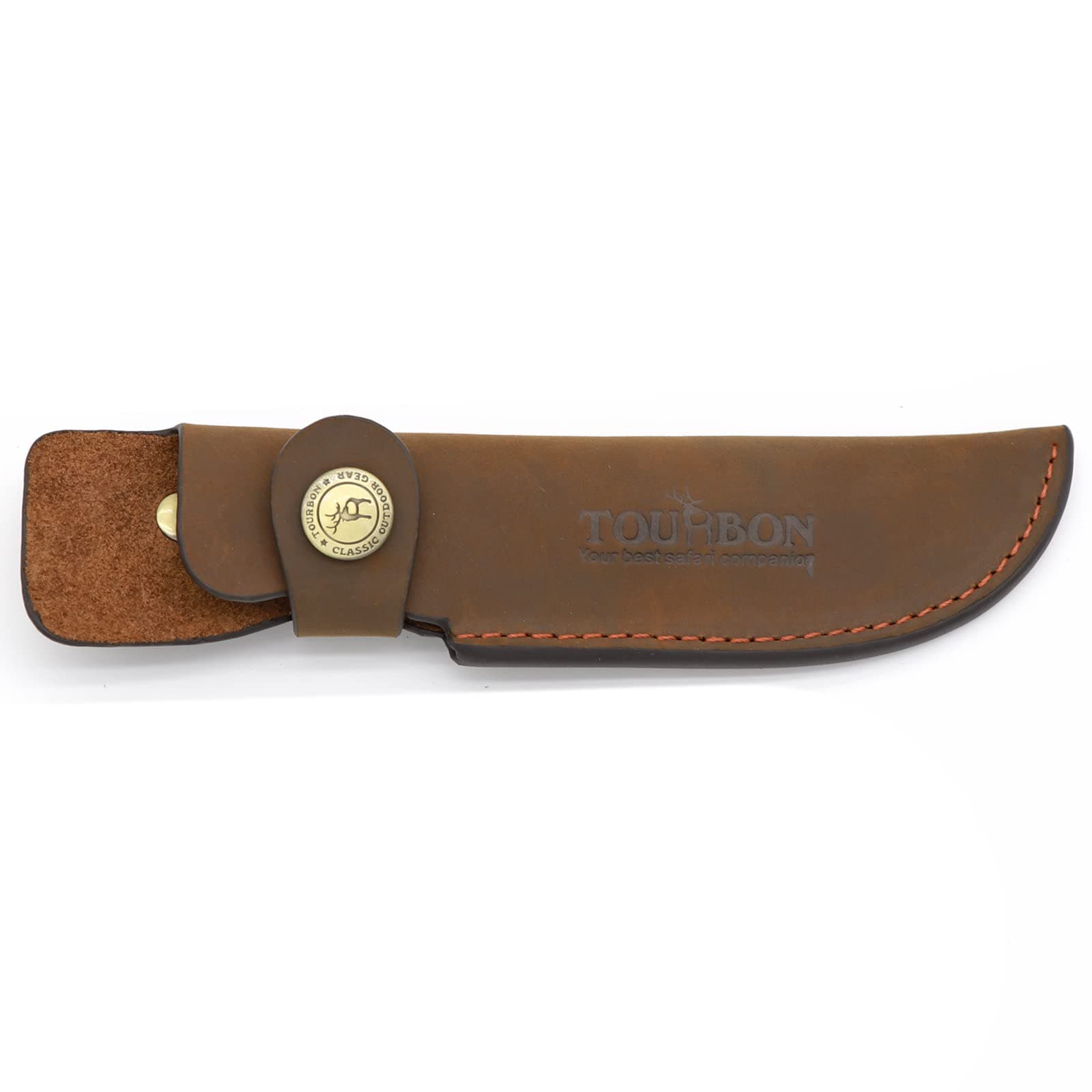 Leather Fixed Blade Knife Sheath with Snap Closure Fits Blades Up to 4-inch (Dark Brown)