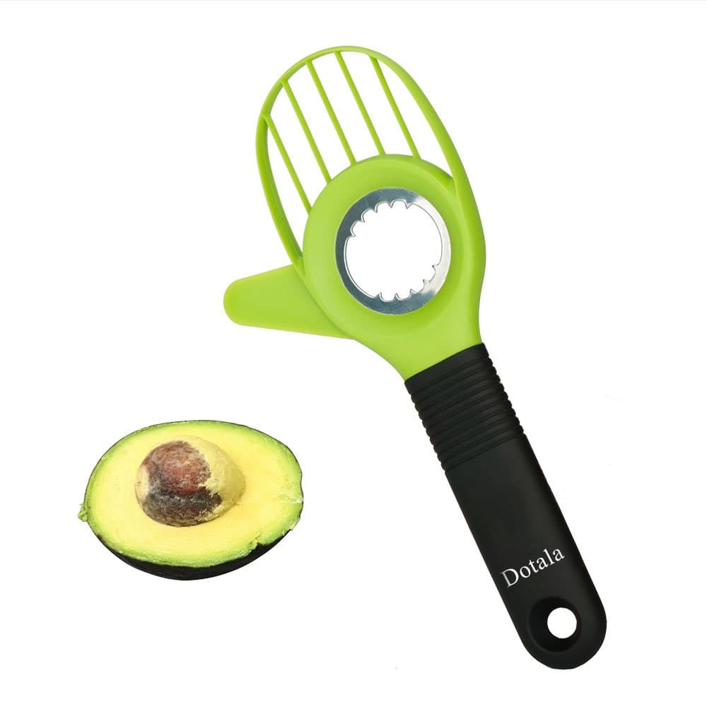 3 in 1 Avocado Slicer Tool Works as a Splitter, Pitter and Cutter as knife peeler scoop with Comfort-Grip Handle (Green-Slicer)