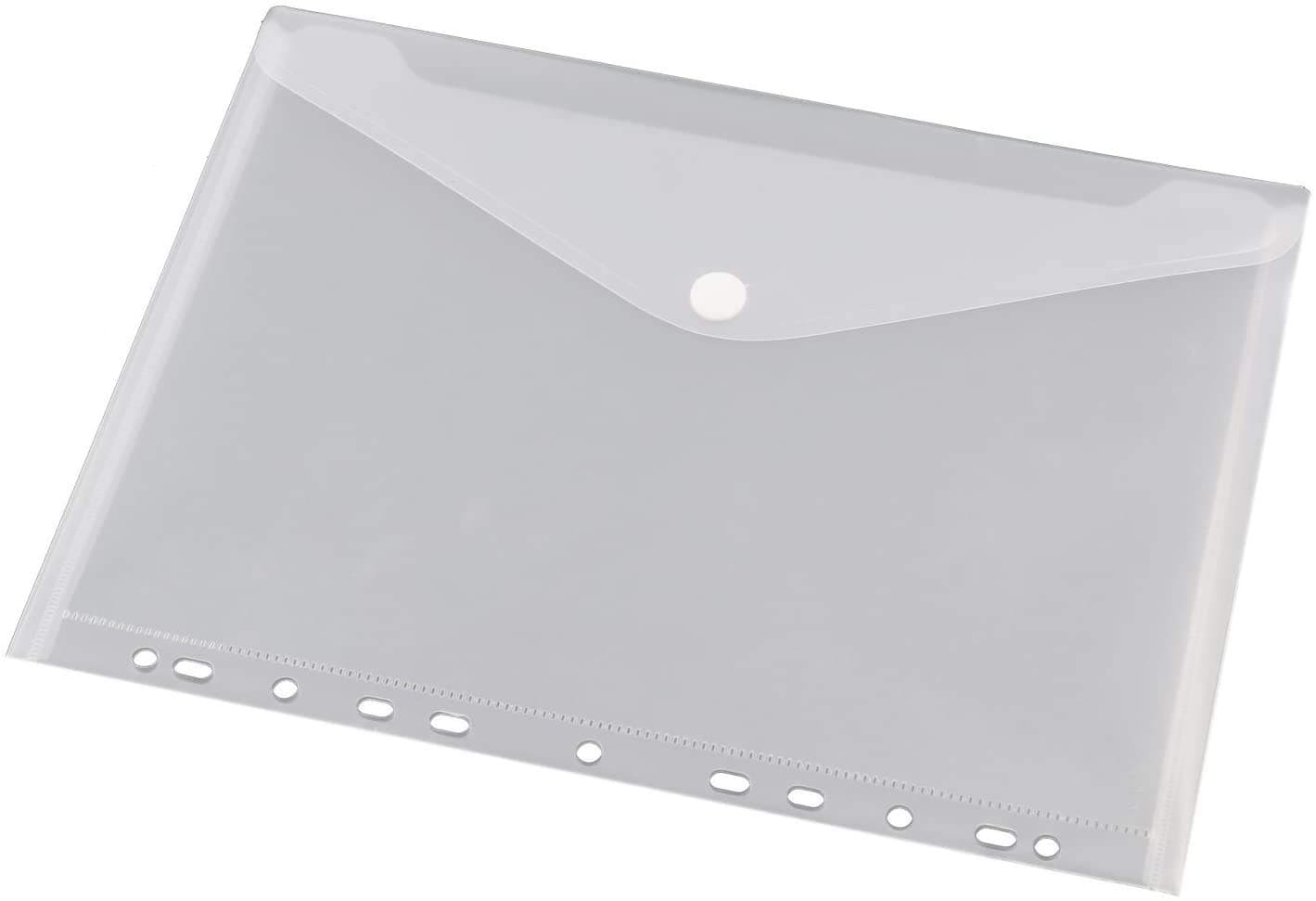 Europel Clear PP Punched Pocket Envelope Binder A4 (Pack of 10) | 11 Holes | Polypropylene Envelope Ring Binder for Home & Offices | Hook & Loop Closure | Document Organiser & Storage Pocket