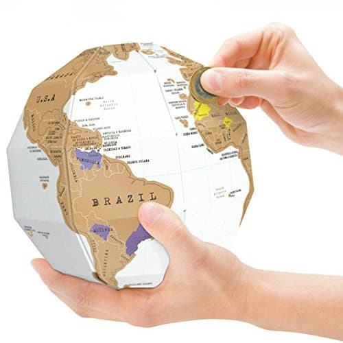 LifeCom 3D Scratch Globe Scratch Off World Map, Best Gift for Trip Planners