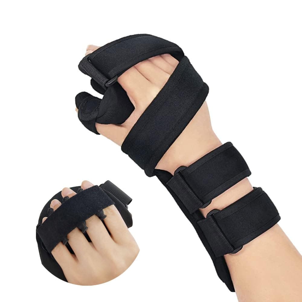 OSK Soft Functional Resting Hand Splint for Flexion Contractures - Stroke Hand Brace by Restorative Medical - Corrective, Supportive Brace for Correction, Comfort & Pain Relief (Large, Right)