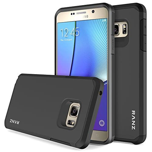 Galaxy Note 5 Case, RANZ Classic Black Hard Impact Dual Layer Shockproof Bumper Case For Samsung Galaxy Note 5 (N9200)