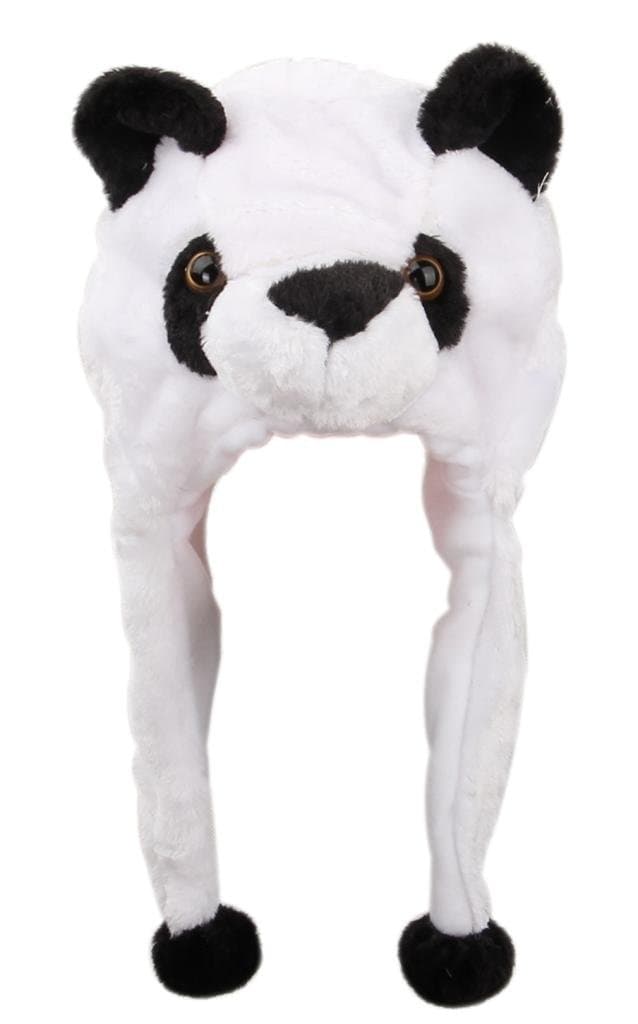 EOZY White Black Panda Warm Fuzzy Multifunctional Ear Flap Aminal Beanie