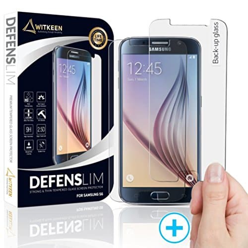 2018 Witkeen Galaxy S6 Tempered Glass Screen Protector with Premium Anti-Shatter and Oleophobic Treatment for Samsung Galaxy S6 - Ultra Clear - 2 Pack