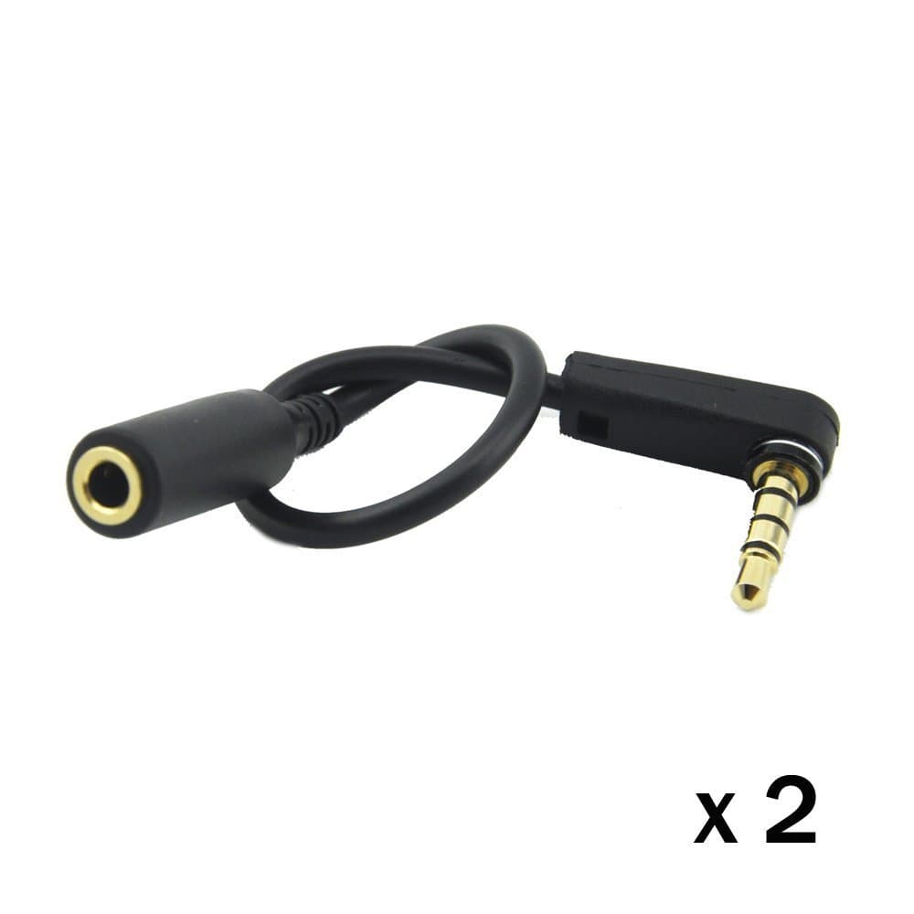 Musicell 2PCS 6" 3.5mm Right Angle 4-Position GOLD AUX Stereo TRRS Audio Headset Extension Cable for Beats Dr. Dre Studio iPhone,M to F Audio Cable Black