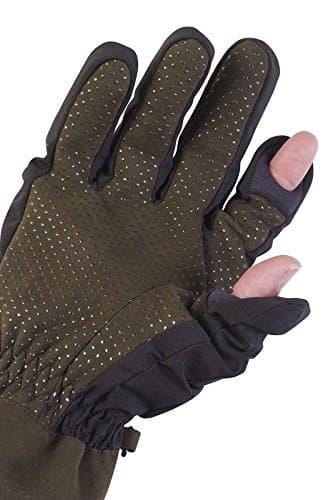 Aquatech Sensory Gloves for Easy Access to Camera or Phone in Winter Weather, Size: XX-Large, 9" - Black/Moss