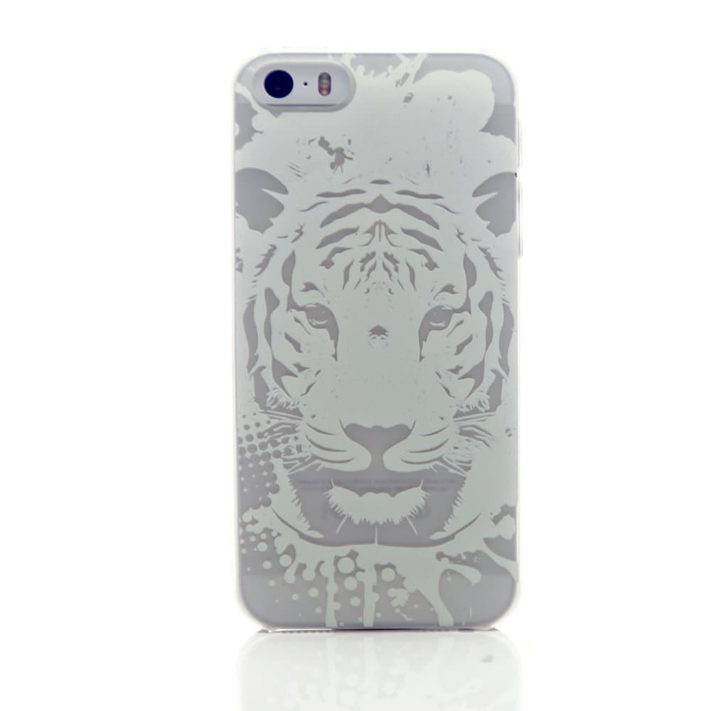 Luminous Effect Fluorescent Glow in the Dark Back Cover Case Unique Transparent Case Tiger for Iphone 5 5s 5g & Free LCD Film