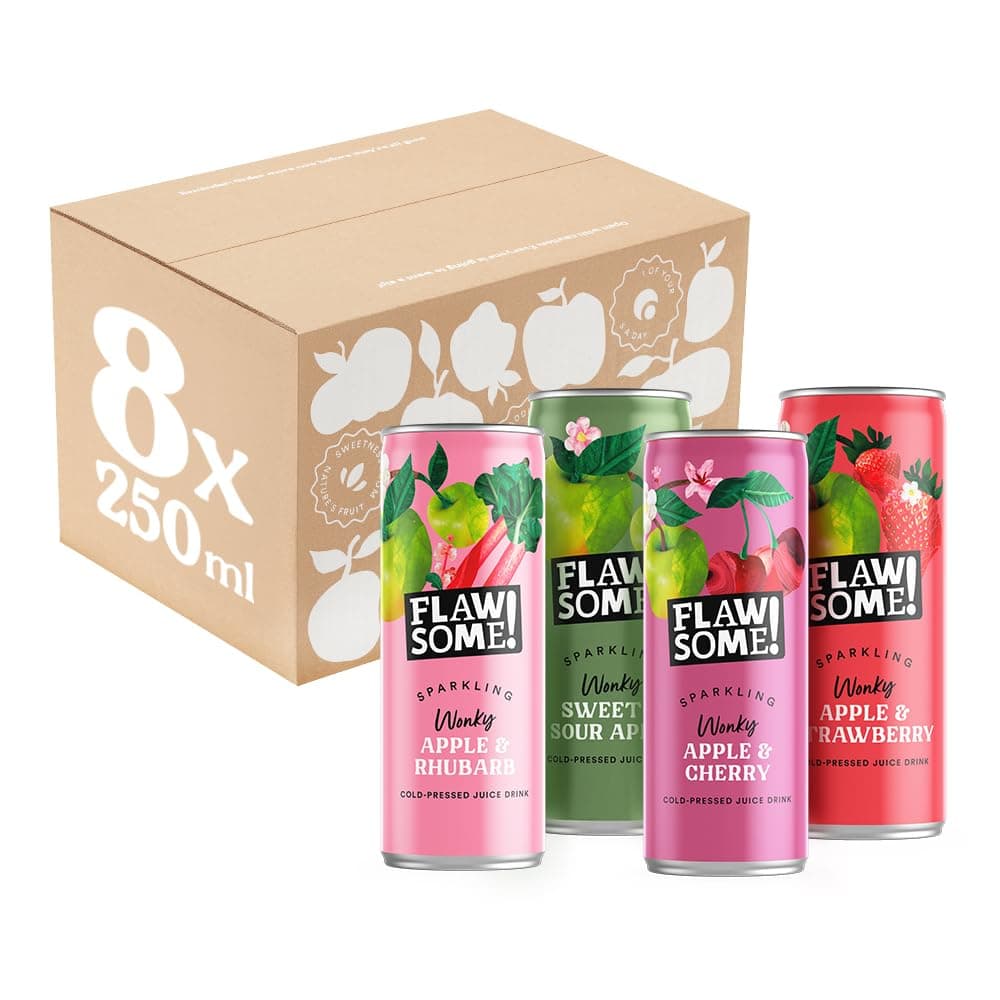 Lightly Sparkling Juice – No Added Sugar, 100% Cold-Pressed Wonky Fruit, Guilt-Free Fizzy Drink – Perfect for Refreshment or as a Mixer (8 x 250ml)