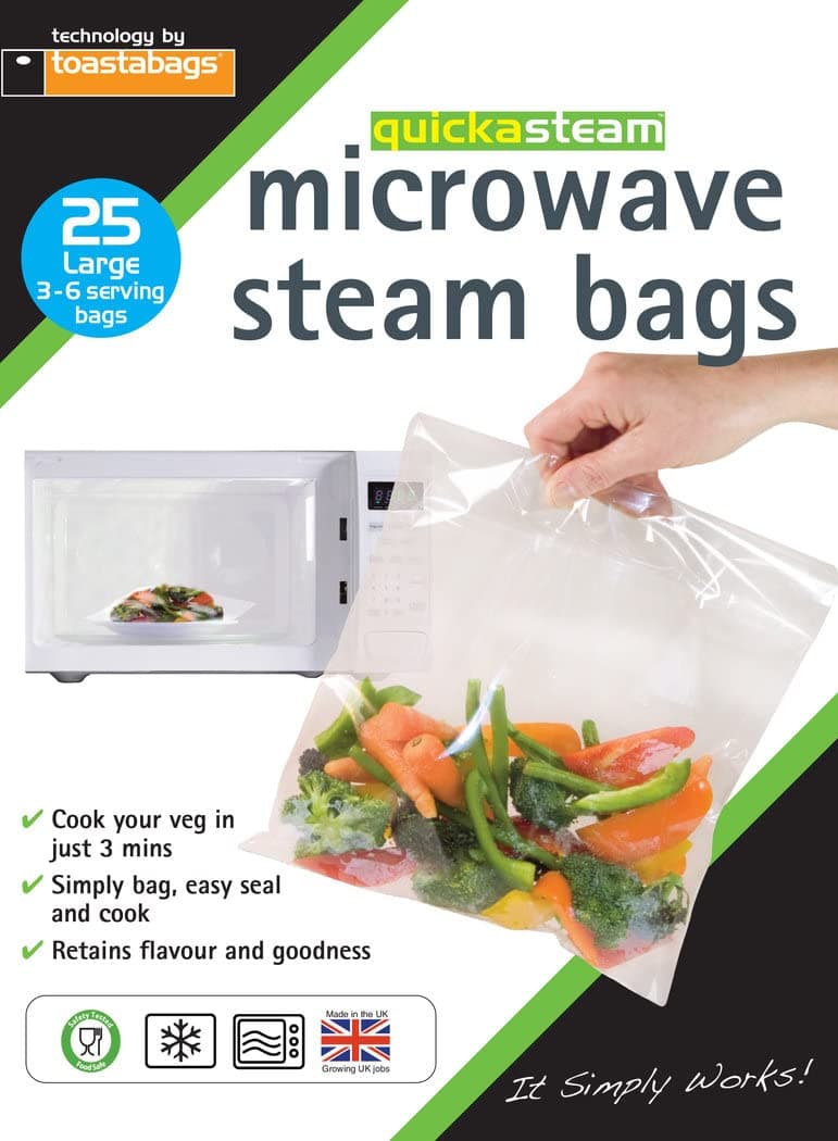 quickasteam microwave cooking bags LARGE size 25 pack