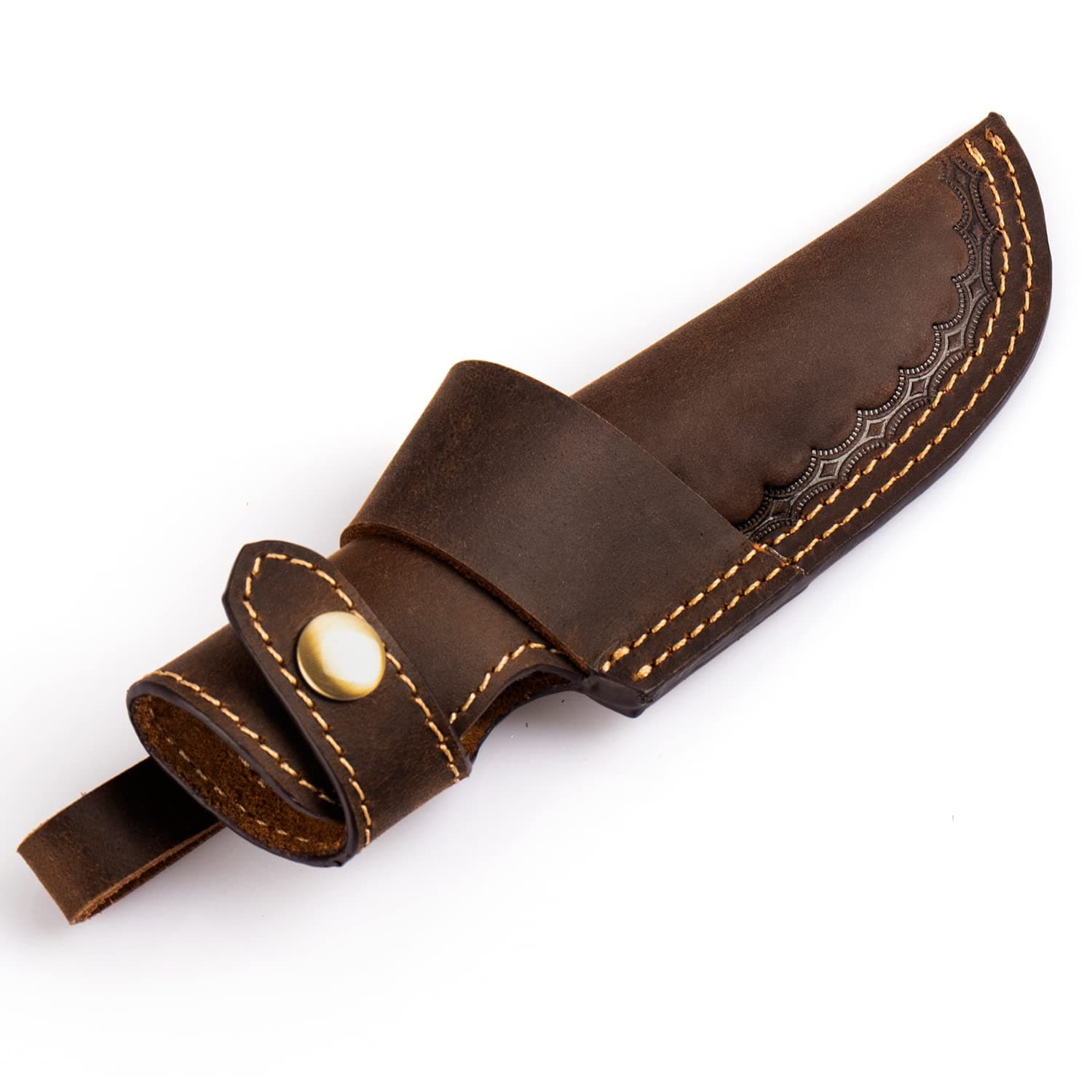 Belt Knife Sheath, Horizontal & Vertical Carry, Compact Draw, Dark Brown Leather