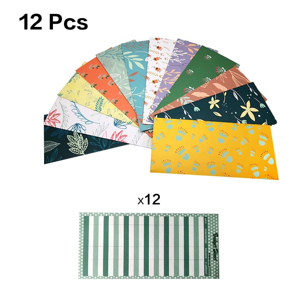 12Pack Cash Envelope System Budget Envelopes Waterproof Reusable Money Envelopes for Saving Money with Budget Sheets