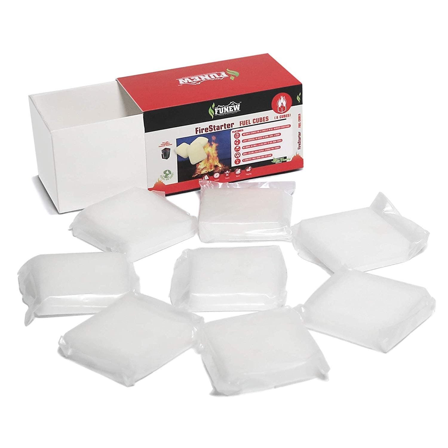 Fuel Tablets Solid Hexamine Tablets Military Smokeless 8 x 25g(Total 200g), Individually Packaged Portable, Perfect for BBQ Fire Starter, Backpacking, Camp Cooking, Hiking Trip, Emergency Prep