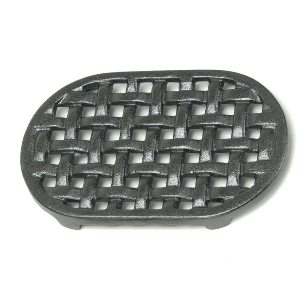 Cast Iron Oval Lattice Trivet,Black