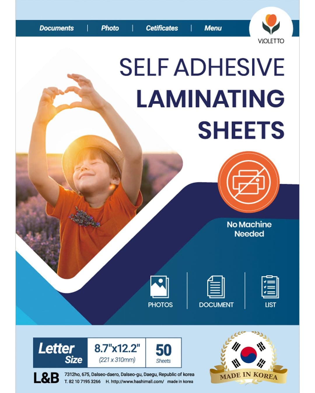 Self Adhesive Laminating Sheets 8.7 x 12.2 inch, 100 Pack, No-Machine Needed, QuickPeel, Instashield, Stick&GO (100 Sheets, Letter Size 3mil)