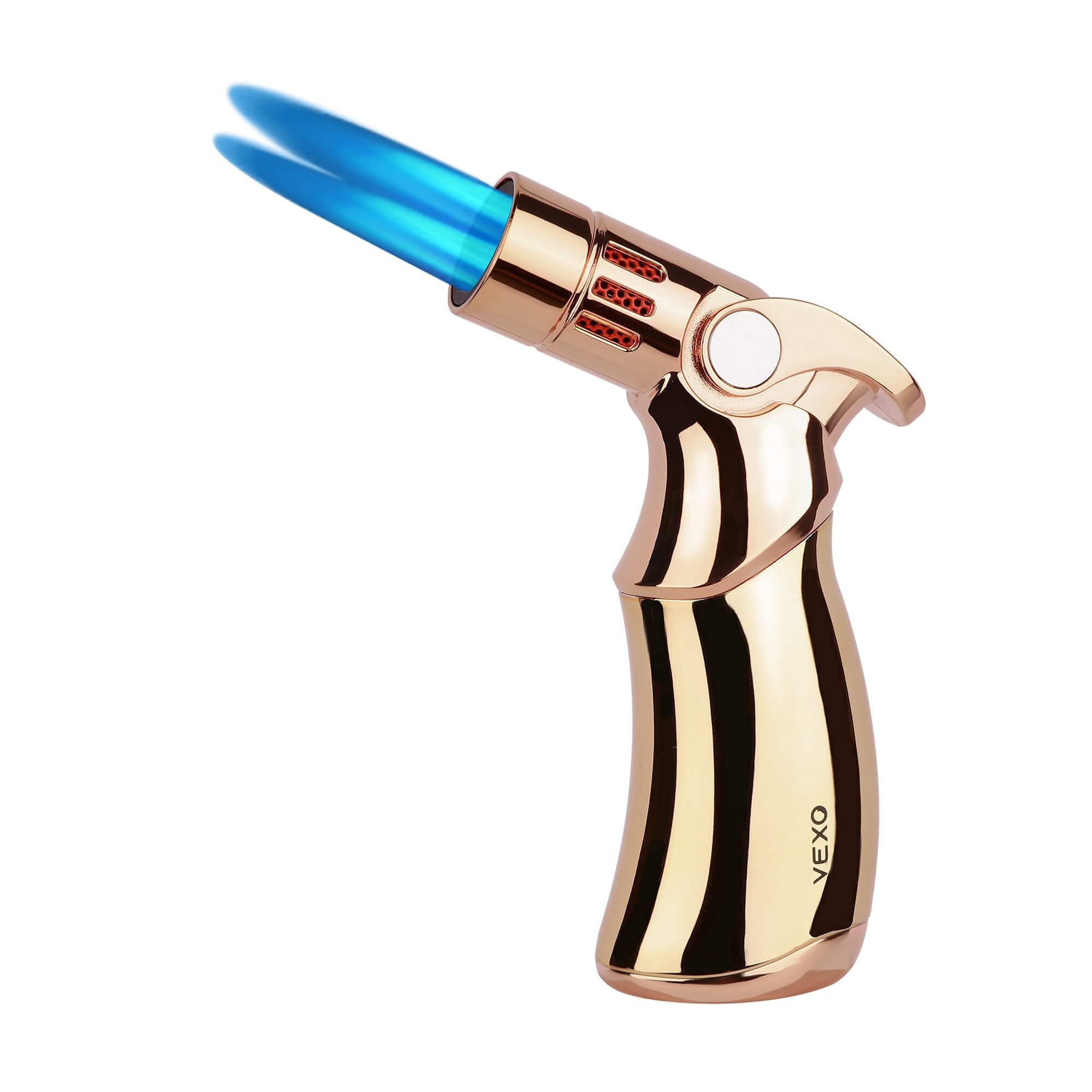 VEXO-Mini4 Torch Lighter Quad 4 Jet Flame Windproof Butane Refill Portable Lighter for Grill BBQ Candle Camping, Gift Idea (Butane NOT Included) (Glod)