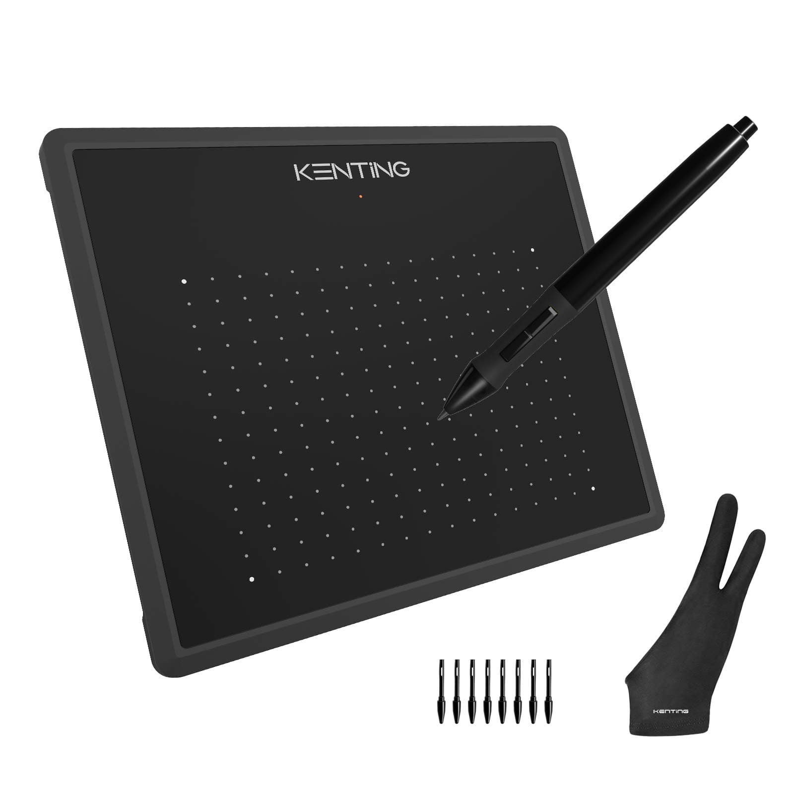 Kenting K5540 Drawing Tablet USB Graphic Tablet 5.5 x 4 inches Pen Tablet Board Kit Glove 6.7 inches Tablet and Pen for Kids 4096 Levels Pressure Windows Mac Laptop Computer (Black)