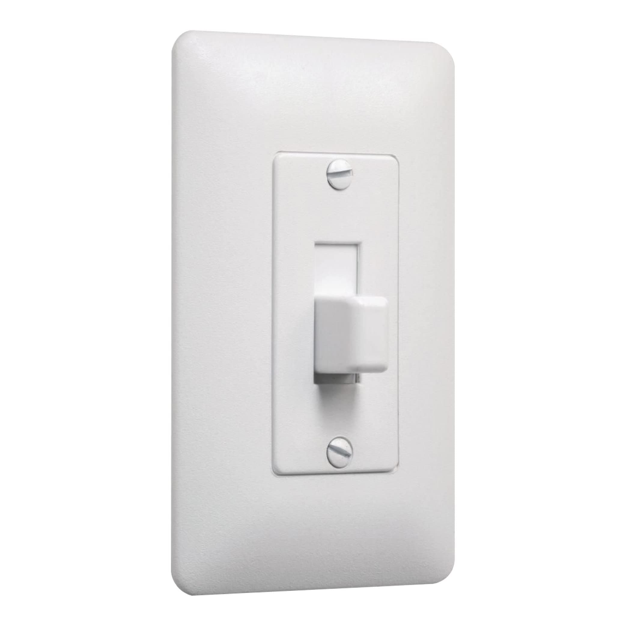 TayMac 5070W MASQUE 2000 Mid-size White 1-Gang Decorator Toggle Switch Wall Plate with Toggle Cover, Paintable Outlet Cover Replaces Old Wall Plate