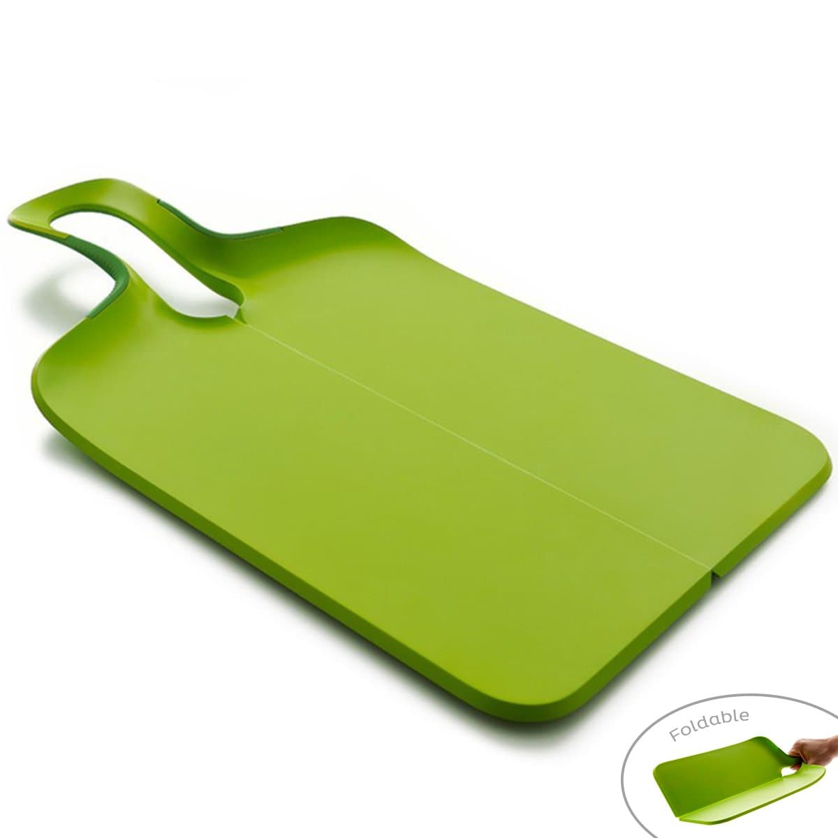 New Innovative Foldable Cutting Board Lays Flat For Chopping, Then Folds Up To Slide Your Chopped Up Food Into Bowl or Plate, What a Great Idea! Food Grade, Dishwasher Safe, Non-Slip Feet, Soft Handle