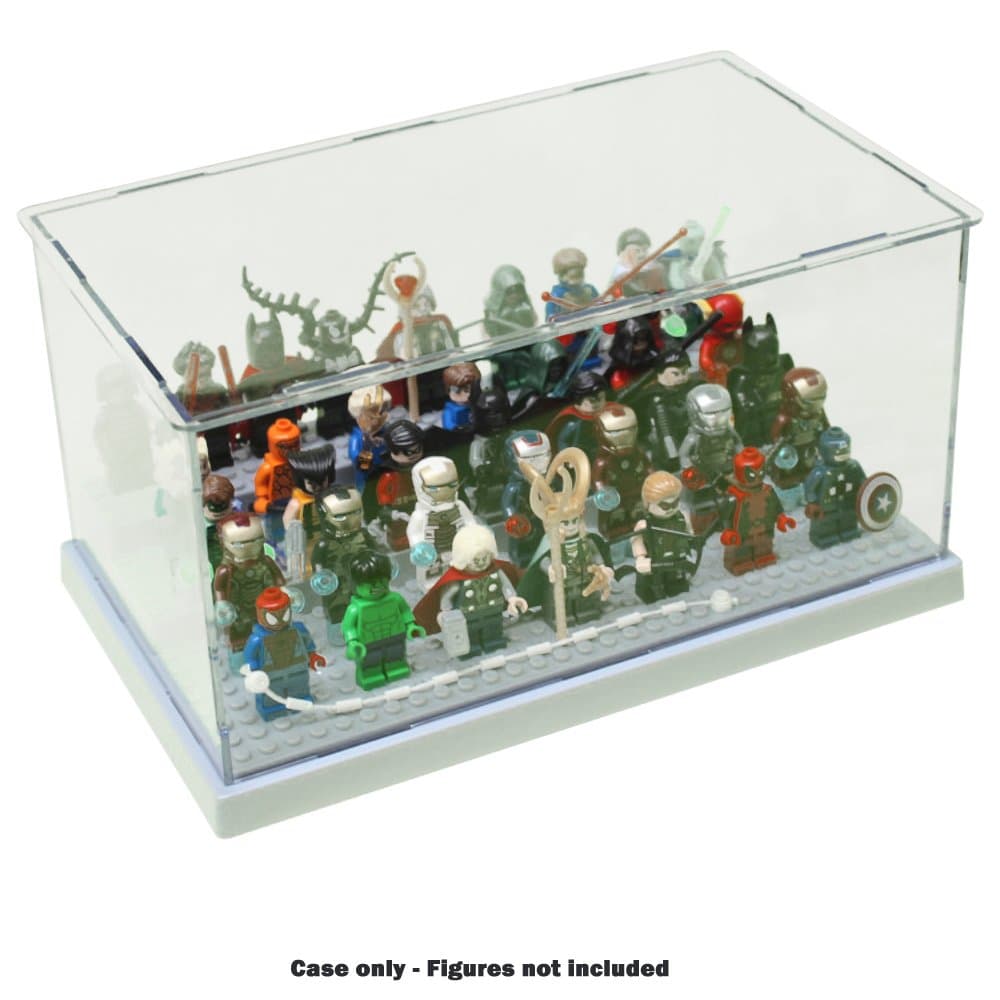 Acrylic Display Case/Box Show Case for Lego Minifigure with 3 Steps (Grey Base)