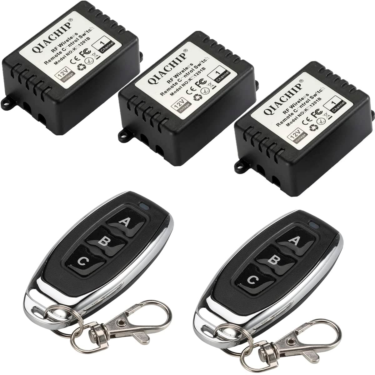 DC 12V 1CH 433Mhz RF Wireless Relay Remote Control Light Momentary Switch Transmitter with Receiver (3 Relays)