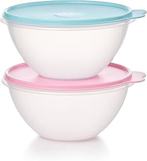 Tupperware Heritage Wonderlier, 7 Cup Food Storage Bowl Set of 2 in Vintage Colors, Dishwasher Safe and BPA Free (2 Containers, 2 Lids)